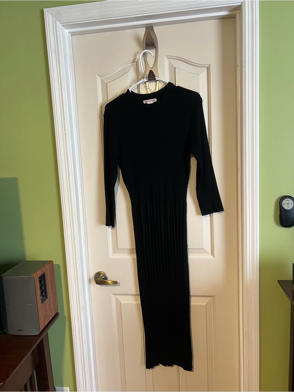 NWOT Black Ribbed Long-Sleeve Maxi Dress by Unknown Brand